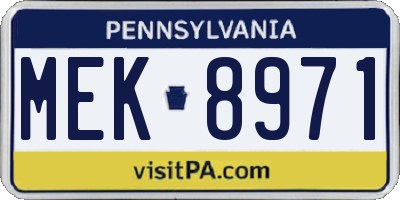 PA license plate MEK8971