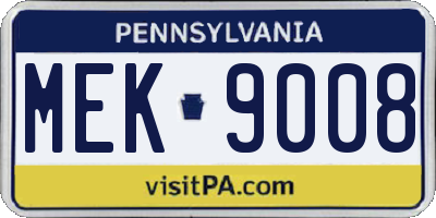 PA license plate MEK9008