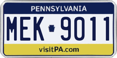 PA license plate MEK9011