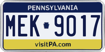 PA license plate MEK9017