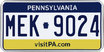 PA license plate MEK9024