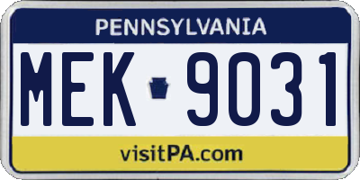 PA license plate MEK9031