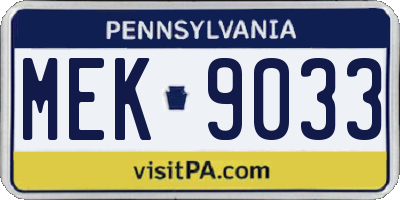 PA license plate MEK9033