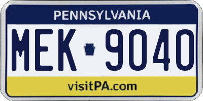 PA license plate MEK9040