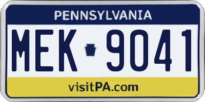 PA license plate MEK9041