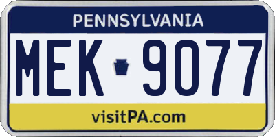 PA license plate MEK9077