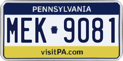PA license plate MEK9081