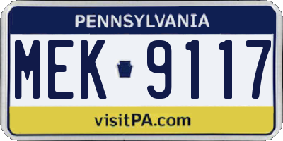 PA license plate MEK9117