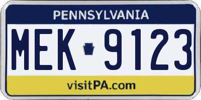 PA license plate MEK9123