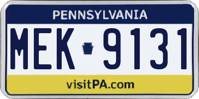 PA license plate MEK9131