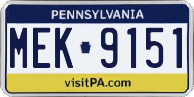 PA license plate MEK9151