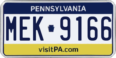 PA license plate MEK9166