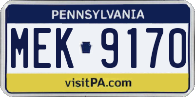 PA license plate MEK9170