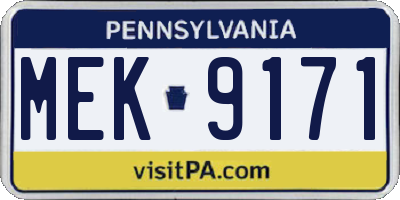 PA license plate MEK9171