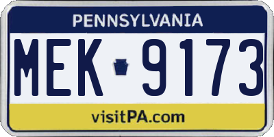 PA license plate MEK9173
