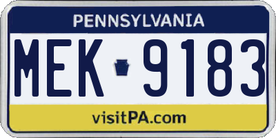 PA license plate MEK9183