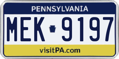 PA license plate MEK9197