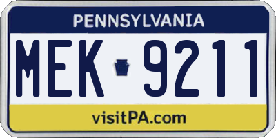PA license plate MEK9211