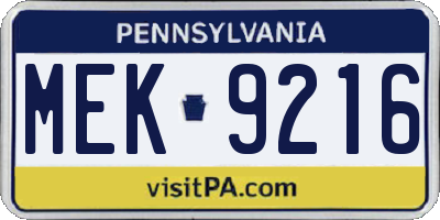 PA license plate MEK9216