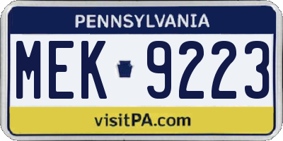 PA license plate MEK9223