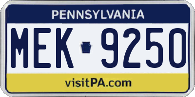 PA license plate MEK9250