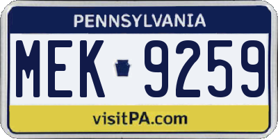 PA license plate MEK9259