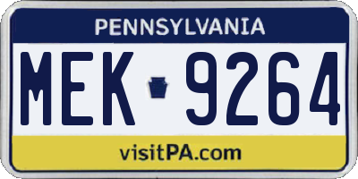 PA license plate MEK9264