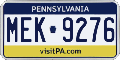 PA license plate MEK9276