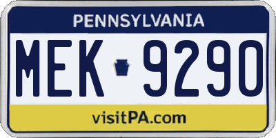 PA license plate MEK9290