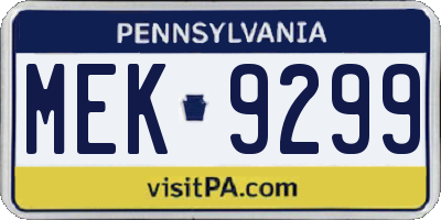 PA license plate MEK9299