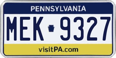 PA license plate MEK9327