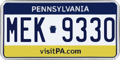 PA license plate MEK9330