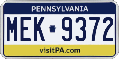 PA license plate MEK9372