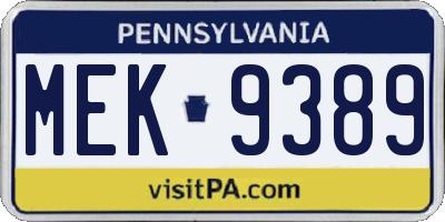 PA license plate MEK9389