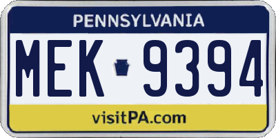 PA license plate MEK9394