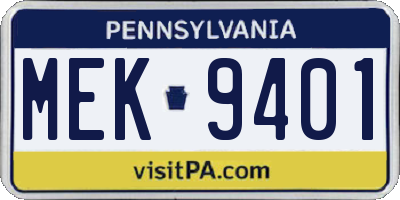 PA license plate MEK9401