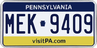 PA license plate MEK9409