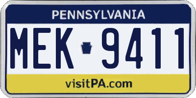 PA license plate MEK9411