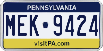 PA license plate MEK9424
