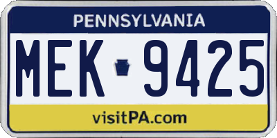 PA license plate MEK9425