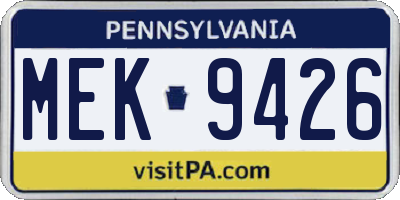 PA license plate MEK9426