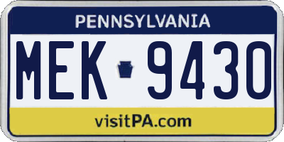 PA license plate MEK9430