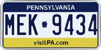 PA license plate MEK9434
