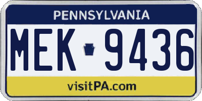 PA license plate MEK9436