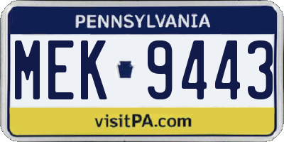 PA license plate MEK9443