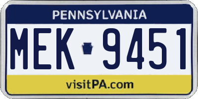 PA license plate MEK9451