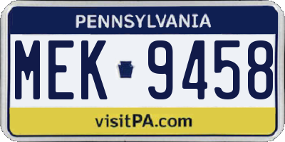 PA license plate MEK9458