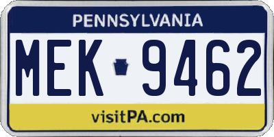 PA license plate MEK9462
