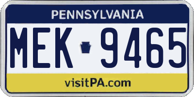 PA license plate MEK9465