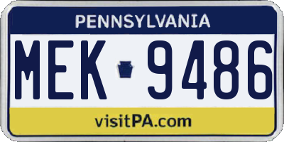 PA license plate MEK9486